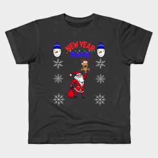 Сhristmas illustration of Santa Claus and a deer in his palm Kids T-Shirt